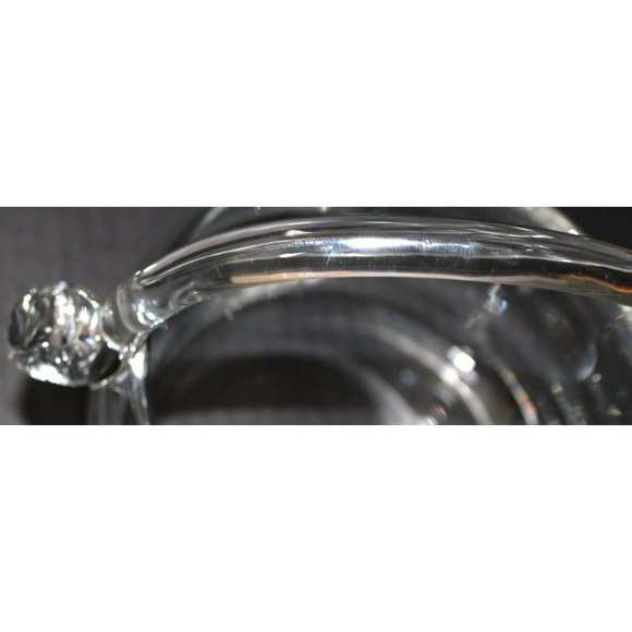 Vintage Lead Crystal Glass Basket with Etched Floral Design - Picture 5 of 10